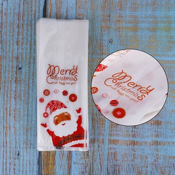 50pcs Santa Vianočné Darčekové Tašky Plastových obalov Pečieme Cookie Biscuit Candy Bag Darčeky pre Xmas Party Dekorácie