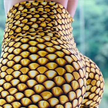2019 nové módne zlaté váhy 3D tlač vzor žena vysoký pás fitness Slim úsek sedem bodov teplé legíny vysokej kvality