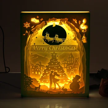Veselé vianočné ozdoby z papiera vystrihnúť svetlo, tieň box mini vianočné závesné rám pre vašu lásku