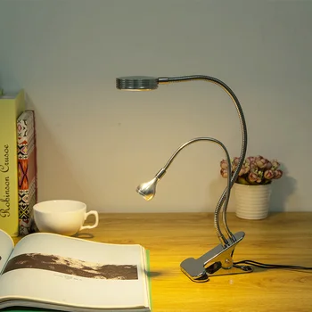 Dvojité Pól LED Stolná Lampa Mini Oko-starostlivosť stolná Lampa Dual Flexibilné Dvojité Goosenecks Klip-na Rameno Štúdie, písací Stôl Svetlo