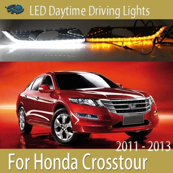 LED Jazdu cez Deň Beží Svetlo Na Honda Crosstour 2011-2013 Hmlové svetlo s Žltá Zase Signálneho svetla 2 farby 2 ks