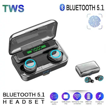 F9 TWS Dotknite sa položky Bezdrôtové pripojenie Slúchadiel 5.1 Bluetooth 3500mAh 8D Basy Stereo Nepremokavé Náušnice Headset S Mikrofónom Plnenie Prípade