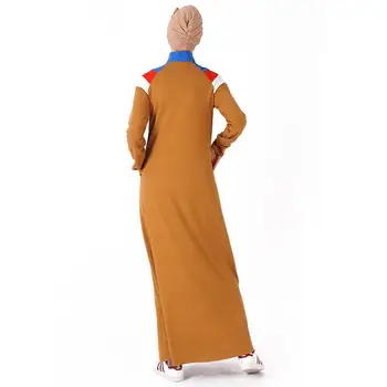 Moslimské Šaty A Abaya Pre Ženy Lady Veľké Veľkosti Stáť Golier Dlho Bežné Rukáv Šaty Plus Veľkosť Abaya Jilbab Maxi Šaty Na Zips