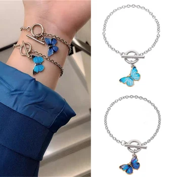 Nové 2020 Elegantný Modrý Motýľ Náramky pre Ženy Street Style Reťaze Náramok kórejský Módne Náramky Šperky, Darčeky