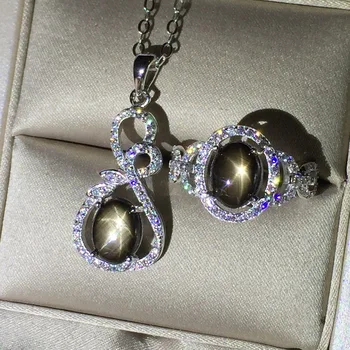 KJJEAXCMY Jemné šperky, 925 Sterling Silver Vložkou Prírodné Sapphire Ženy Náhrdelník Nastaviť