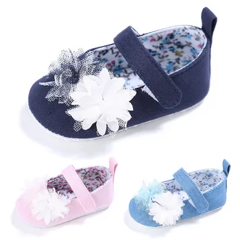 Detská obuv batoľa dievča princezná novorodenca bavlna čipky kvet mäkký spodnej časti topánky