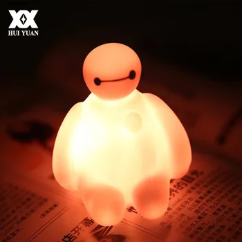 LED Tvorivé Krásne Baymax Lampa Zmena Farby Cartoon Nočné Svetlo Detí Darček Hračka Svetlá Mäkké Silikónové Mini Núdzové Svietidlo