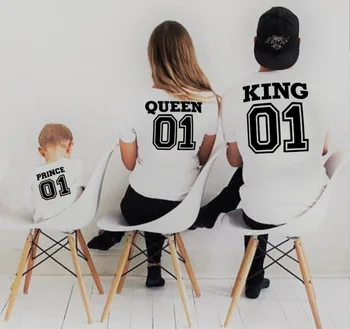 1pcs Rodina Pozrieť Krátke Rukávy T-shirt Otec, Matka a Deti Oblečenie 01 Kráľ, Kráľovná, Princ Rodiny Zodpovedajúce Oblečenie Oblečenie