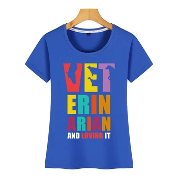 Topy T Shirt Ženy veterinárny lekár a milujúci to veterinárnej Humor Bielej Tlače Žena Tričko