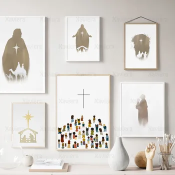 Nordic Moderné Plagáty a Vytlačí Ježiša Krista, Učeník Svätého Kríža Plátno na Maľovanie Abstraktné Obrázky Domáce Dekorácie Obývacia Izba