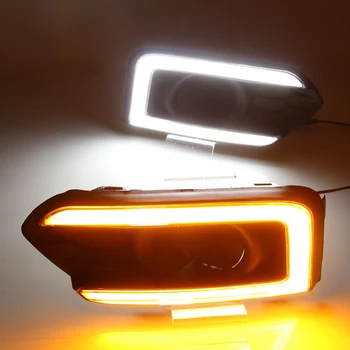 2 ks Pre Honda City 2017-2019 LED Jazdu cez Deň Beží Svetla DRL Auto Hmlové Svietidlo 6000K-Biele Svetlo Zase Žlté Svetlo