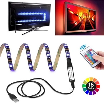 Vodotesný LED Svetelné Pásy 5050RGB Farebné TV Osvetlenie Flexibilné 24-Tlačidlo Diaľkové Ovládanie DIY výzdobu