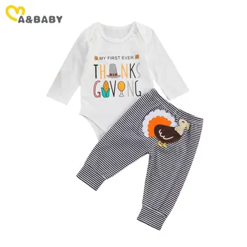 Ma&Dieťa 0-24M Deň Vďakyvzdania Novorodenca Dieťa, Chlapec, Dievča Oblečenie Set List Romper Jumpsuit Prekladané Turecko Oblečenie Nohavice