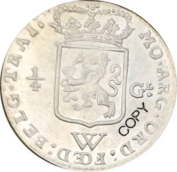 Holandsko West Indies 1/4 Guldenu 1794 Stojí Postava S Spp Na Tyč, Mosadz Striebro Pozlátené Kópiu Mince, Pamätné MINCE