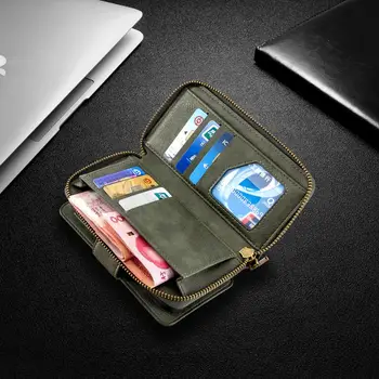Multi Card Sloty Telefón puzdro Pre iPhone 6 6S Luxusné Zips, Peňaženku, Tašku Na Apple 6 6S Pokrývajú Vrecku Kože Nárazníky Fundas