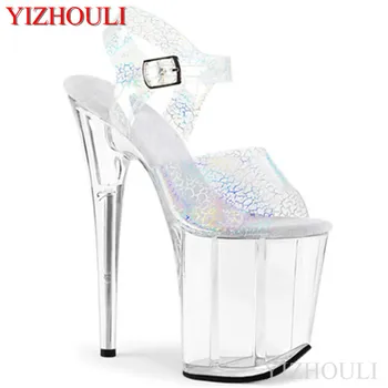 8 palce, letné sandále, kvetinové vamp crystal podrážkou pre strany a nočných klubov, 20 cm podpätky pre modely, tanečné topánky