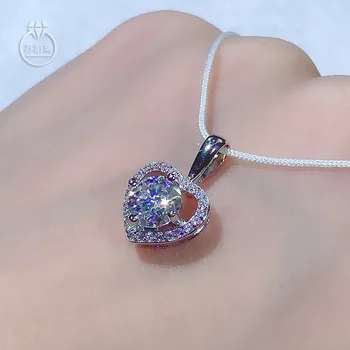 Skutočné Moissanite Prívesok 1CT Srdce-shap Prívesok náhrdelník Zapojenie Elegantný Svadobný Náhrdelník Prívesok pre Ženy