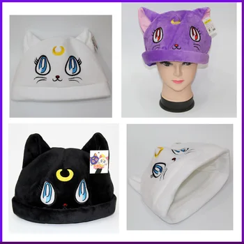 Komiksu, anime, plyšové klobúk krásy dievča bojovník luna mačka fialová mačka plyšové klobúk sailor moon zimné hrubé hrubé teplé mačka klobúk cosplay