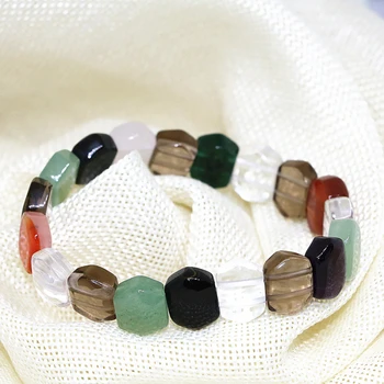 Módny prírodný kameň, kremeň, agat kameň perličiek jades onyx mix-kameň prekrásny náramok pre ženy 10*14 mm šperky 7.5 palcový B1693