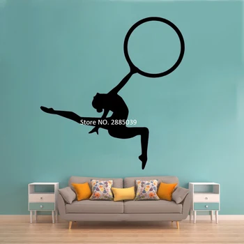 Black Gymnastika Cvičenie Dievča Odtlačkový Wall Art Decor Umelecká Gymnastika Stenu, Nálepky Šport Interiéru Spálne Umenie, nástenné Maľby LC1129