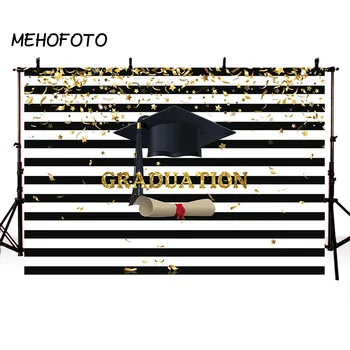 MEHOFOTO Štúdia Strán Fotografie Pozadia Gold Ribbon Čierne a Biele Pruhy Photo Booth Pozadie pre Dekorácie Prop