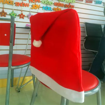 Nových Kvalifikovaných 2016 Nové 1pcs Santa Red Hat Poťahy Vianočné Ozdoby Večera Stoličky Vianoce Spp Sady dig6425