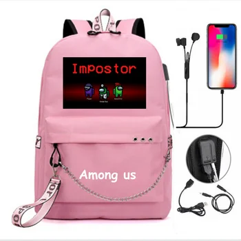 Among us Teenage Girls Boys Backpack Students School Bags Pattern Children's Schoolbag Mochilas Usb Charging Bookbag
