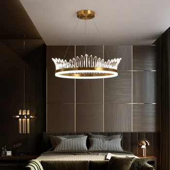 2021New Moderné Zlatý Luster Osvetlenia Koruny Dizajn tri Farebné LED Stmievateľné Visí Obývacia Izba, Spálňa Bar LED Vnútorné Osvetlenie