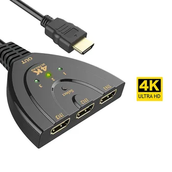 4K 3 Port HDMI Splitter Kábel Multi Prepnite Prepínač Hub Box LCD HDTV PS3, XBOX