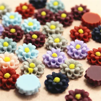 50pcs 12mm vintage Zmiešané Farby kvetu daisy živice cabochon DIY šperky/telefón dekorácie Žiadne Diery