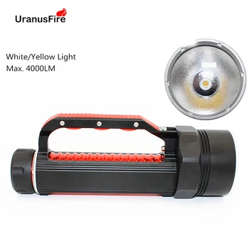 Uranusfire XHP70 LED Potápačská Baterka 4000LM 32W Biele/Žlté Svetlo Ponoriť Horák, Super Jasné svetlo Používať 2x 26650 Batérie