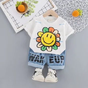 Letné Novorodenca Boy Šaty, Obleky Cartoon T-shirt Nohavice 2ks/nastaví Dieťa Nastaviť Bežné Dojčenské Oblečenie Batoľa, Dieťa, Chlapec Oblečenie