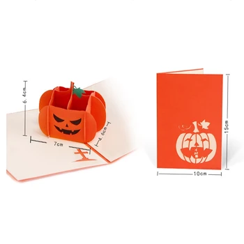 3D Halloween Tekvica Lebky Kartu vlastnoručne vyrobenú Pohľadnicu Kreatívne HOBBY Pohľadnice Pre Deti