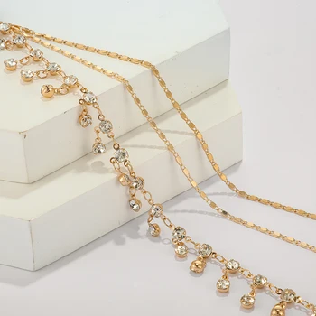 Tocona Luxusný Zlatý Náhrdelník pre Ženy Očarujúce Lesklý Číry Crystal Kameň Reťazca Chockers Strany, Šperky, Doplnky 8220