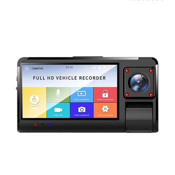 3 Palcový Auto Záznamník Stlačte Sn 1080P LCD HD Nočné Videnie 3 Objektív Vozidla DVR Jazdy Záznamník Video Monitorovanie Dash Cam