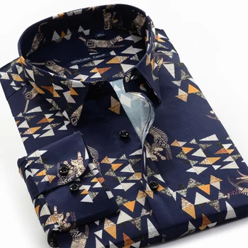 6XL 7XL 8XL 9XL 10XL bavlna podnikanie mužov príležitostné voľné dlho puzdre tričko classic tlač značku oblečenia luxusné kvetinové tričko