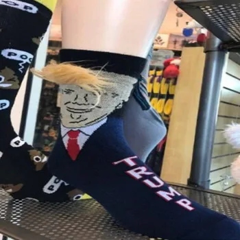 Volebný Vtip Funny Prezident Joe Biden/Donald Trump Ponožky S 3D Falošné Vlasy Posádky Ponožky Mužov Streetwear Hip Hop Unisex Ponožky