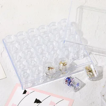 BQAN Plastové Prázdne Kolo Fľaše s Priehľadným Prípade Kontajner Nail Art Úložný Box Organizátor Držiteľ Perličiek Šperky Pohárov