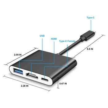 Mini Dock, HDMI Rozbočovač Adaptér pre Nintend Prepínač, Typ C, HDMI Prevodník Kábel s PD Nabíjanie USB 3.0 pre PC, Smartphone