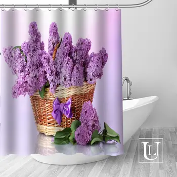 Najlepšie Pekné Vlastné Lila kvety Sprchový Záves Osobné vzor Vaňa Opony Nepremokavé tkaniny Tkaniny Pre Kúpeľňa viac veľkosť