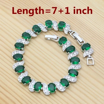 925 Silver Svadobné Šperky Set pre Ženy, Svadobné Zelenými Zirkónmi Prívesok Reťazca Náramok Náušnice Prsteň