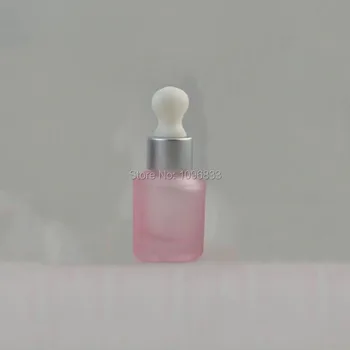 Ružový 15ml Matné Sklenené Fľaše Kozmetické Nádoby, Fľaše 30ml Čierne Gumové Hlavy Elektrochemické Hliníkový Krúžok Kvapkadla Fľašu