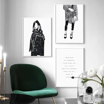 Móda Lady Citácie Wall Art Plátno Na Maľovanie Nordic Plagáty A Vytlačí Abstraktné Čiernej Na Bielu Stenu Obrázky Pre Obývacia Izba Dekor