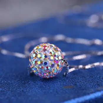 Farebné gule prívesok S925 mincový striebro náhrdelník jednoduché módy