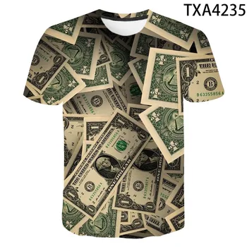 Nový Dolár T Shirt Mužov Ženy, Deti, Peniaze Vytlačené T-shirt Gotický 3D Tlač Zábavné Pohode Chlapec Dievča Deti Oblečenie Letné Topy Tees