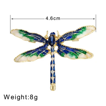 Smalt Modrá Zelená Dragonfly Brošňa Pre Ženy, Mužov, Pozlátené Obleku Doplnky, Módne Hmyzu 4Color Crystal Brošňa Pin