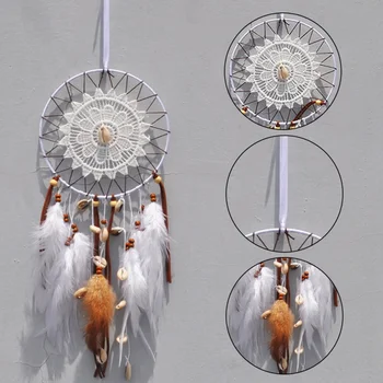 Hnedé a biele Indiana pierko kolo čistý ornament shell veterné zvonkohry tvorivé biele pierko, handmade šperky, prívesok 2020 Nové