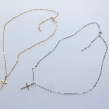 2020 Módne Jednoduché Kríž Náhrdelník Zlato Strieborná Farba Prívesok Na Krk Reťaz Christian Ornament Náhrdelníky Darčeky Ženy Muži Šperky