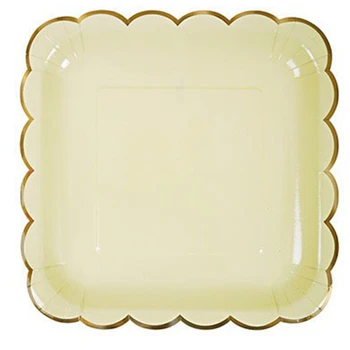 8 kusov jednorazových 9 palec štvorcový tanier rose gold papiera zásobník papiera doska koláč tanier narodeninovej párty dekorácie