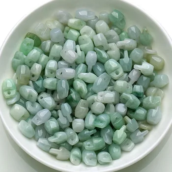 100 ks Prírodné Triedy A Aqua Jade Prívesok Šťastie DIY 10 mm Vedro Voľné Jadeite Perličiek